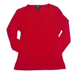 Vtg Christmas Red Finity Petite Long Sleeve Top Size Petite XL Womens